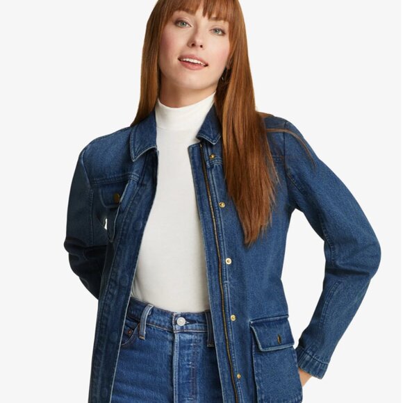 Draper James Blue Denim Jean Jacket Classic Fit - Picture 2 of 6